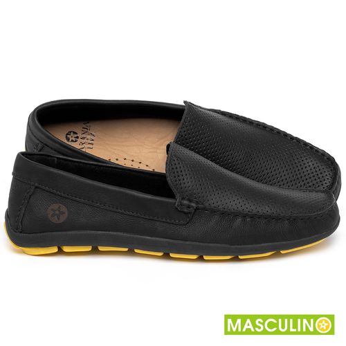Mocassim em Couro Preto - Codigo - 151001