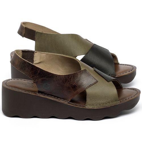 Anabela   Flatform Salto de 5 cm em Couro Multicolor - Codigo - 141166