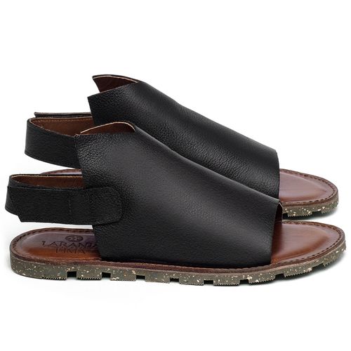 Sandália Rasteira   Flat em Couro Preto - Codigo - 156008