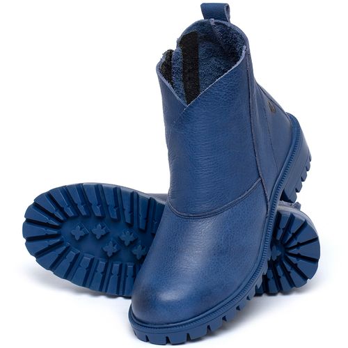 Bota   Cano Curto Salto de 3 cm em Couro Azul - Codigo - 137238