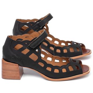 Sandália   Laranja Lima Shoes Classic Salto de 5 cm em Couro Preto - Codigo - 3878