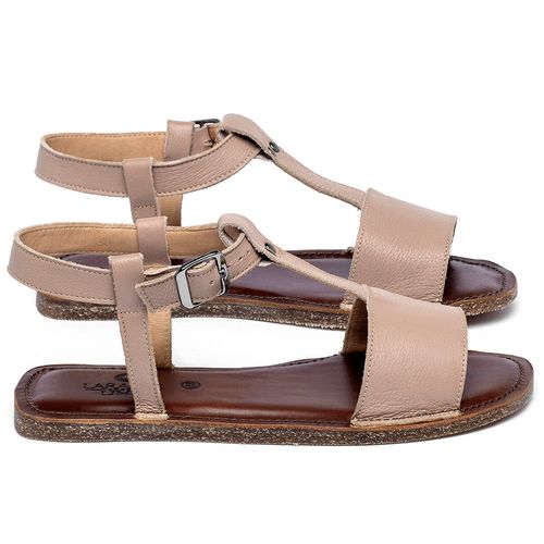 Sandália Rasteira   Flat em Couro Nude - Codigo - 141351