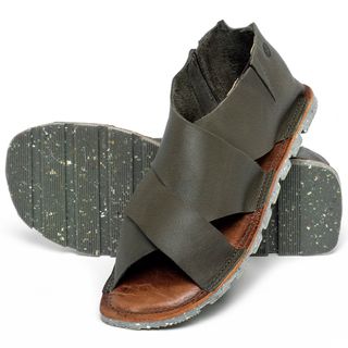 Sandália Rasteira   Flat em Couro Musgo - Codigo - 141352