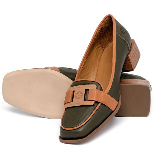 Mocassim Salto de 3 cm em Couro Verde - Codigo - 3853
