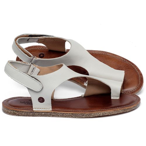Sandália Rasteira   Flat em Couro Off-White - Codigo - 141102