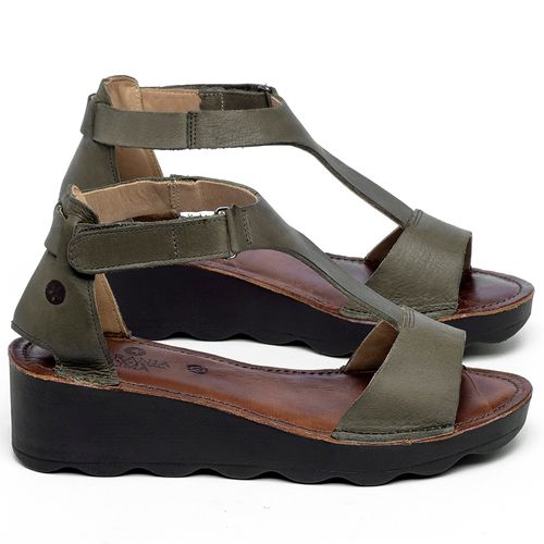 Anabela   Flatform Salto de 5 cm em Couro Musgo - Codigo - 141173