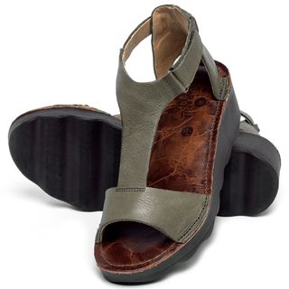 Anabela   Flatform Salto de 5 cm em Couro Musgo - Codigo - 141173