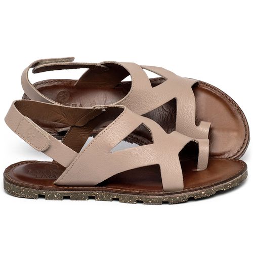 Sandália Rasteira   Flat em Couro Nude - Codigo - 156009