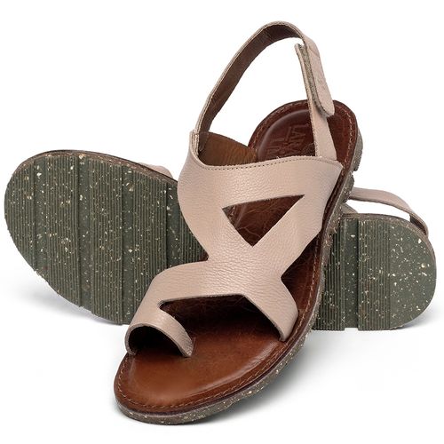Sandália Rasteira   Flat em Couro Nude - Codigo - 156009