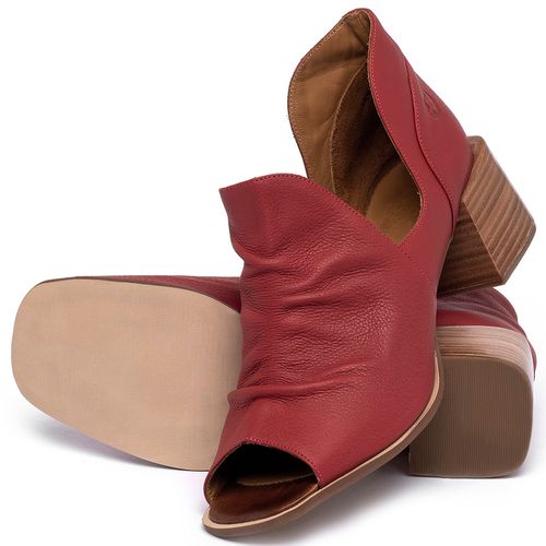 Sandália   Laranja Lima Shoes Classic Salto de 5 cm em Couro Vermelho - Codigo - 3823