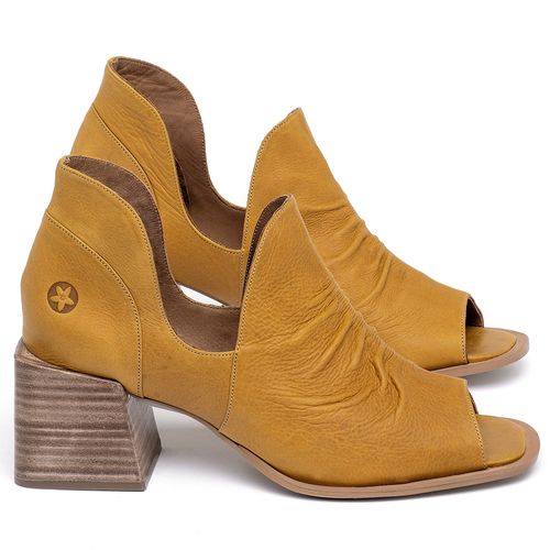 Sandália   Laranja Lima Shoes Classic Salto de 5 cm em Couro Amarelo - Codigo - 3823