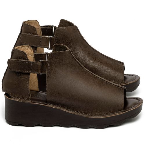 Anabela   Flatform Salto de 5 cm em Couro Café - Codigo - 141007