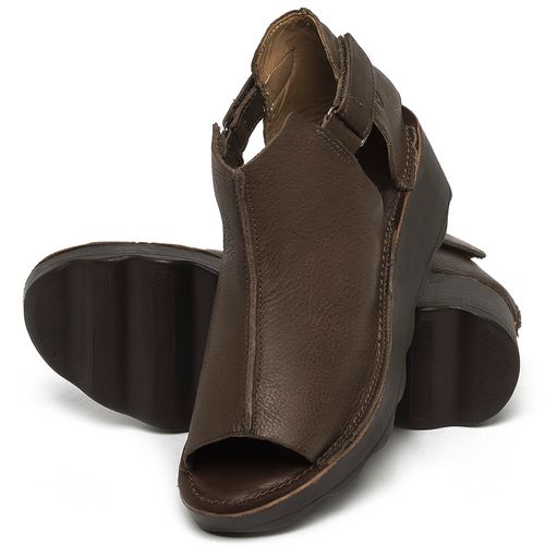 Anabela   Flatform Salto de 5 cm em Couro Café - Codigo - 141007