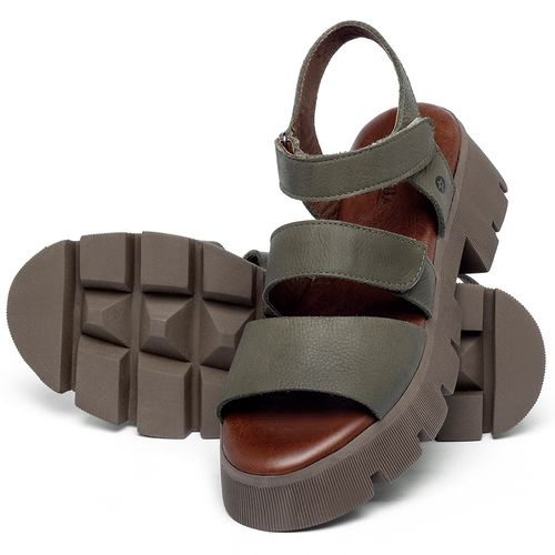 Anabela   Flatform Salto de 5 cm em Couro Musgo - Codigo - 152021