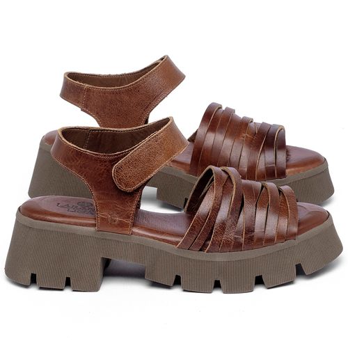 Anabela   Flatform Salto de 5 cm em Couro Marrom - Codigo - 152023