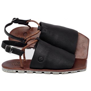 Sandália Rasteira   Flat em Couro Preto - Codigo - 155009