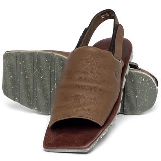 Sandália Rasteira   Flat em Couro Caramelo - Codigo - 155011