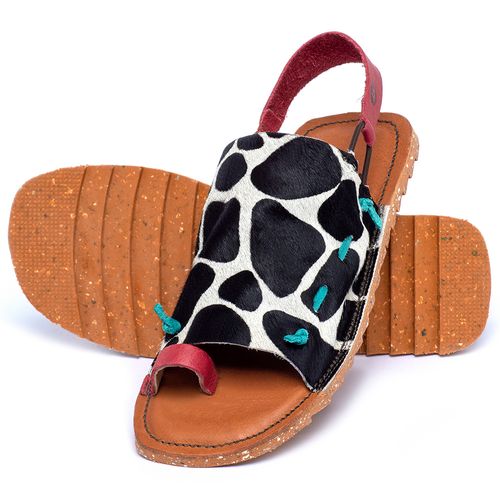 Sandália Rasteira   Flat em Couro Animal Print - Codigo - 141368