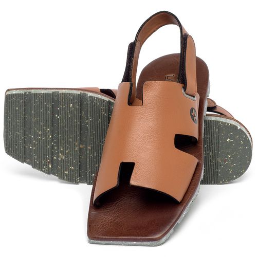 Sandália Rasteira   Flat em Couro Laranja - Codigo - 155010