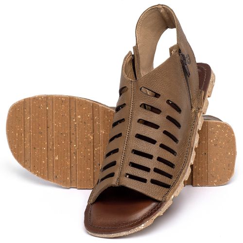 Sandália Rasteira   Flat em Couro Caramelo - Codigo - 141354