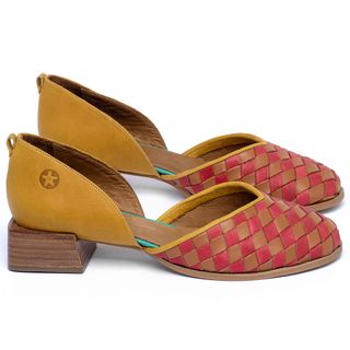 Scarpin   Bico Redondo Salto de 3 cm em Couro Colorido - Codigo - 3926