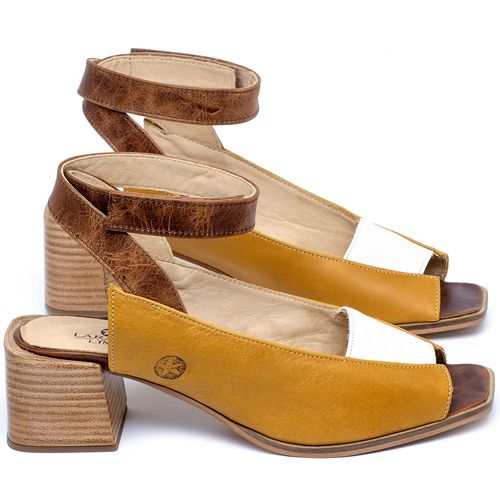Sandália   Laranja Lima Shoes Classic Salto de 5 cm em Couro Amarelo - Codigo - 9500