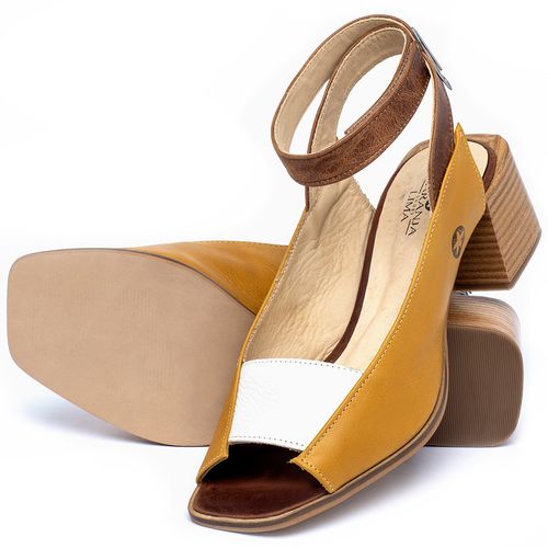 Sandália   Laranja Lima Shoes Classic Salto de 5 cm em Couro Amarelo - Codigo - 9500
