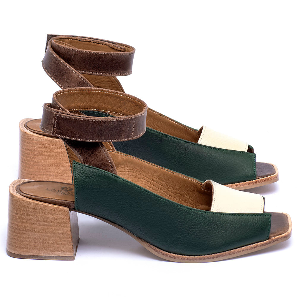 Sand lia Laranja Lima Shoes Classic Salto de 5 cm em Couro Verde Codigo 9500