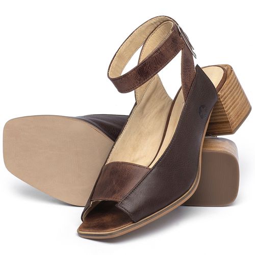 Sandália   Laranja Lima Shoes Classic Salto de 5 cm em Couro Marrom - Codigo - 9500