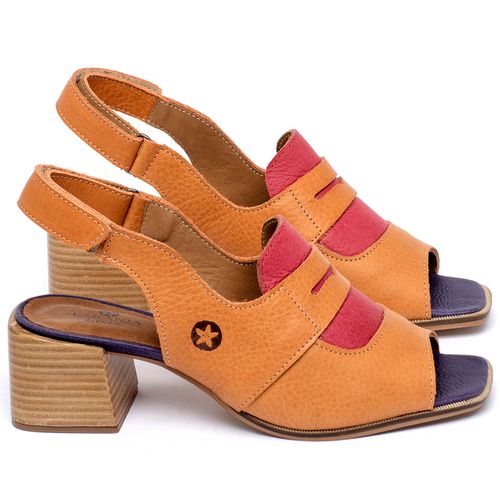 Sandália   Laranja Lima Shoes Classic Salto de 5 cm em Couro Laranja - Codigo - 9537