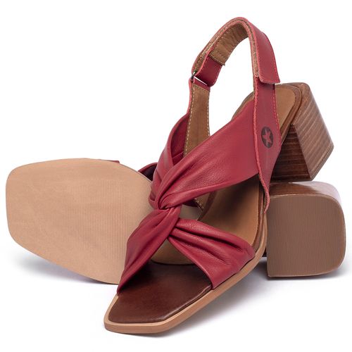 Sandália   Laranja Lima Shoes Classic Salto de 5 cm em Couro Vermelho - Codigo - 9575