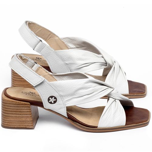 Sandália   Laranja Lima Shoes Classic Salto de 5 cm em Couro Off-White - Codigo - 9575