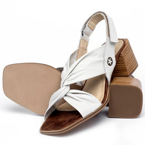 Sandália   Laranja Lima Shoes Classic Salto de 5 cm em Couro Off-White - Codigo - 9575