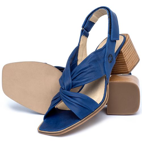 Sandália   Laranja Lima Shoes Classic Salto de 5 cm em Couro Azul - Codigo - 9575