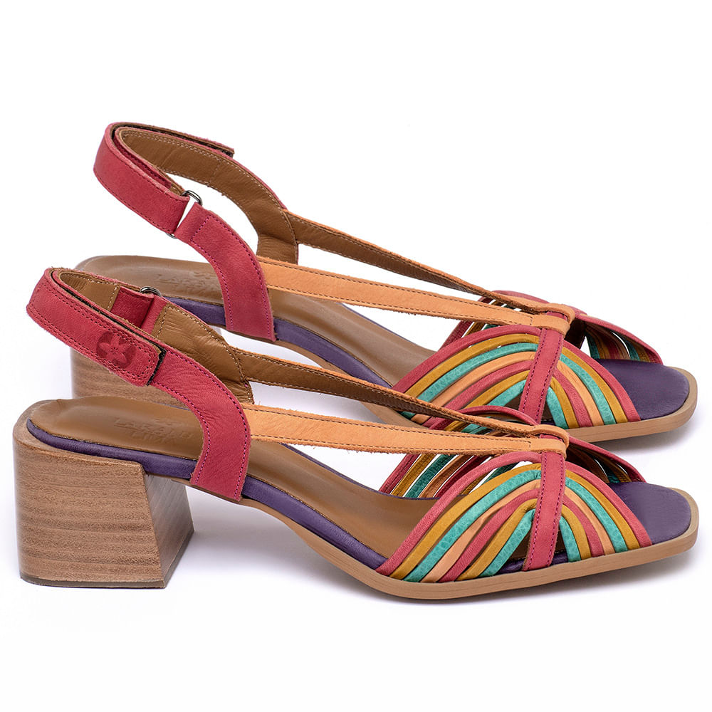 Sand lia Laranja Lima Shoes Classic Salto de 4 cm em Couro Colorido Codigo 3885