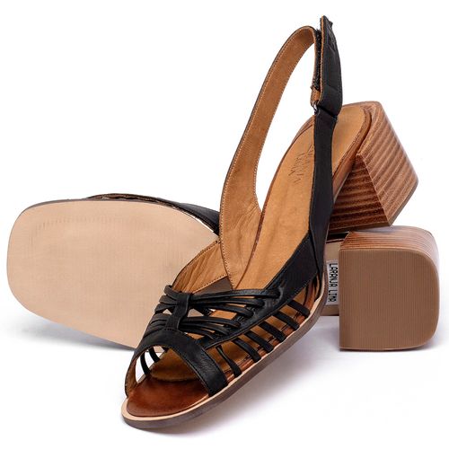Sandália   Laranja Lima Shoes Classic Salto de 5 cm em Couro Preto - Codigo - 3906
