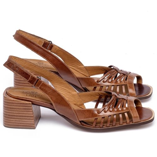 Sandália   Laranja Lima Shoes Classic Salto de 5 cm em Couro Marrom - Codigo - 3906