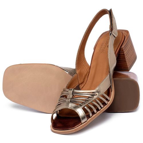 Sandália   Laranja Lima Shoes Classic Salto de 5 cm em Couro Metalizado - Codigo - 3906