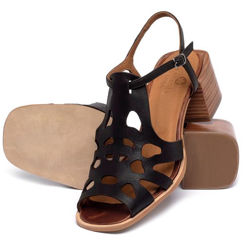 Sandália   Laranja Lima Shoes Classic Salto de 5 cm em Couro Preto - Codigo - 3775