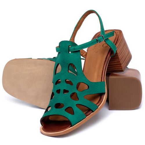 Sandália   Laranja Lima Shoes Classic Salto de 5 cm em Couro Verde - Codigo - 3775