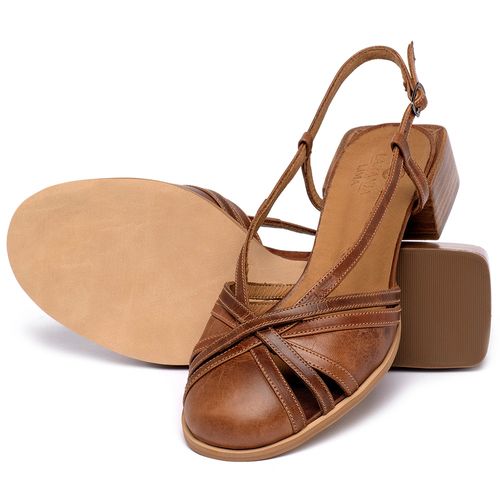 Scarpin   Bico Redondo Salto de 3 cm em Couro Marrom - Codigo - 3933