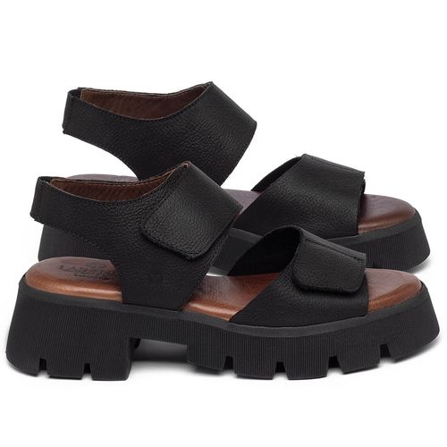 Anabela   Flatform Salto de 5 cm em Couro Preto - Codigo - 152018