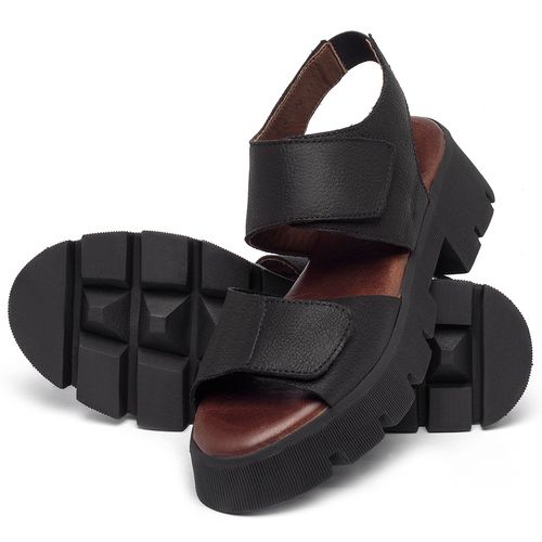 Anabela   Flatform Salto de 5 cm em Couro Preto - Codigo - 152018