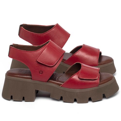Anabela   Flatform Salto de 5 cm em Couro Vermelho - Codigo - 152018