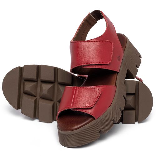 Anabela   Flatform Salto de 5 cm em Couro Vermelho - Codigo - 152018