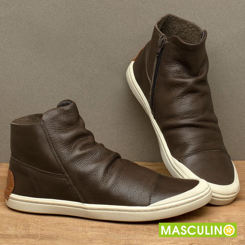 Laranja_Lima_Shoes_Sapatos_Masculinos___Tenis_Masculino___Cano_Alto_em_Couro_Cafe_-_Codigo_-_141197_3