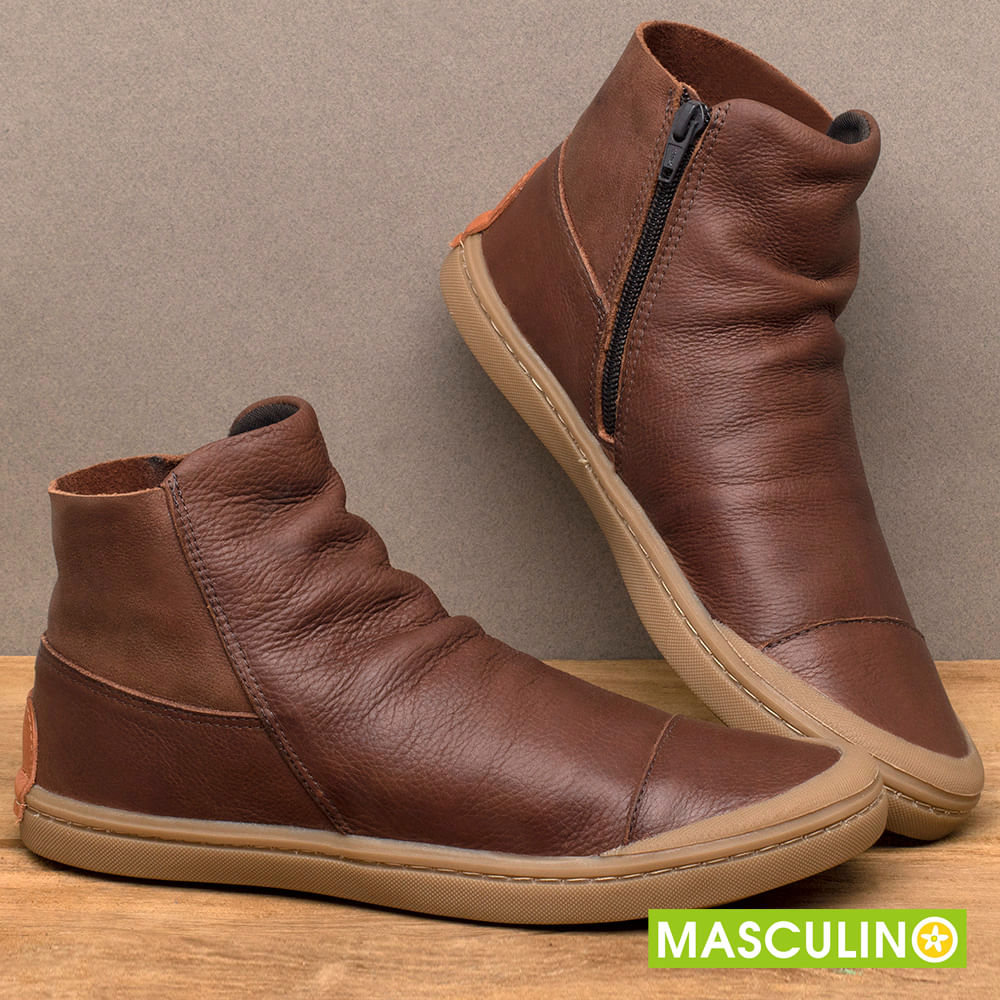 Tenis cano sales alto marrom masculino