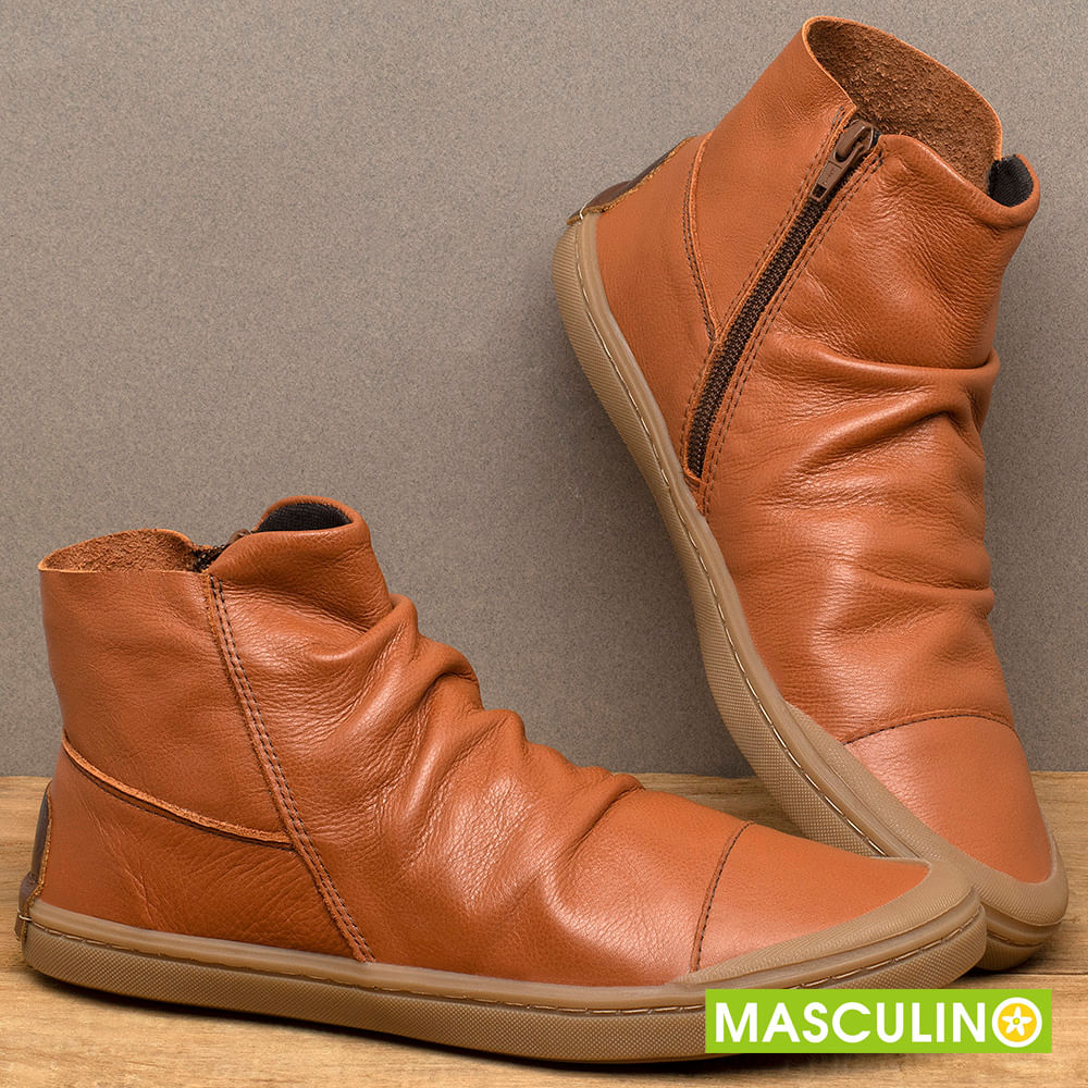 T nis Masculino Cano Alto em Couro Laranja Codigo 141197 Laranja Lima Shoes