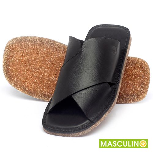 Rasteira em Couro Preto - Codigo - 141181
