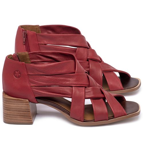 Sandália   Laranja Lima Shoes Classic Salto de 6 cm em Couro Vermelho - Codigo - 3829